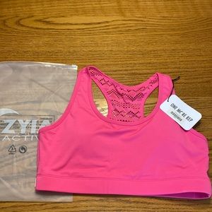 Sports Bra by Zyia, size XL hot pink lace racer back